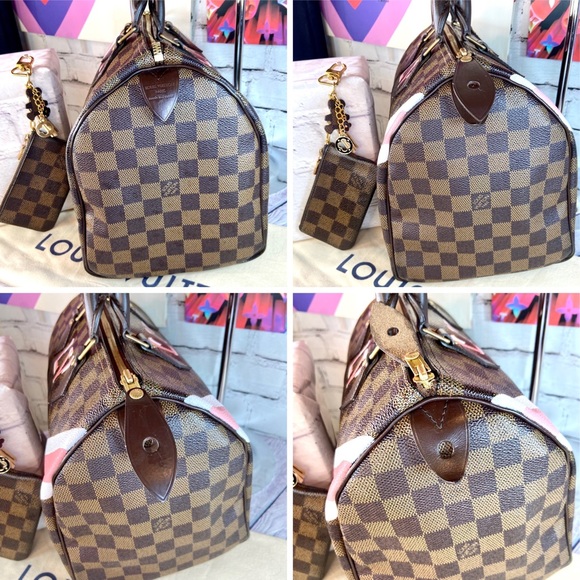 Louis Vuitton Damier Ebene Speedy 30 custom painted with key Cles pouch - Picture 3 of 15